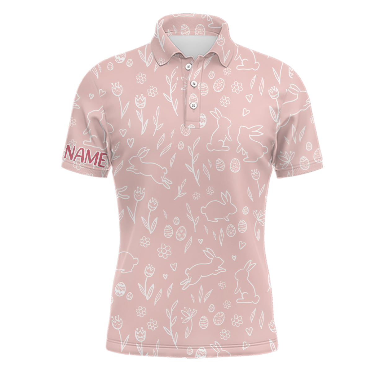Herren Golf Polo-Shirt mit pinken Ostereiern und Hasen | Individuelles Ostergolf-T-Shirt | Perfekte Golfgeschenke L1335