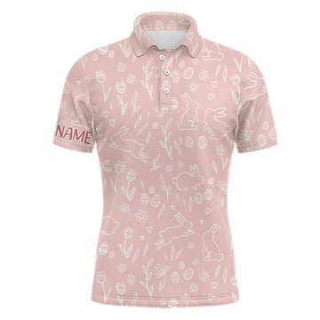 Herren Golf Polo-Shirt mit pinken Ostereiern und Hasen | Individuelles Ostergolf-T-Shirt | Perfekte Golfgeschenke L1335