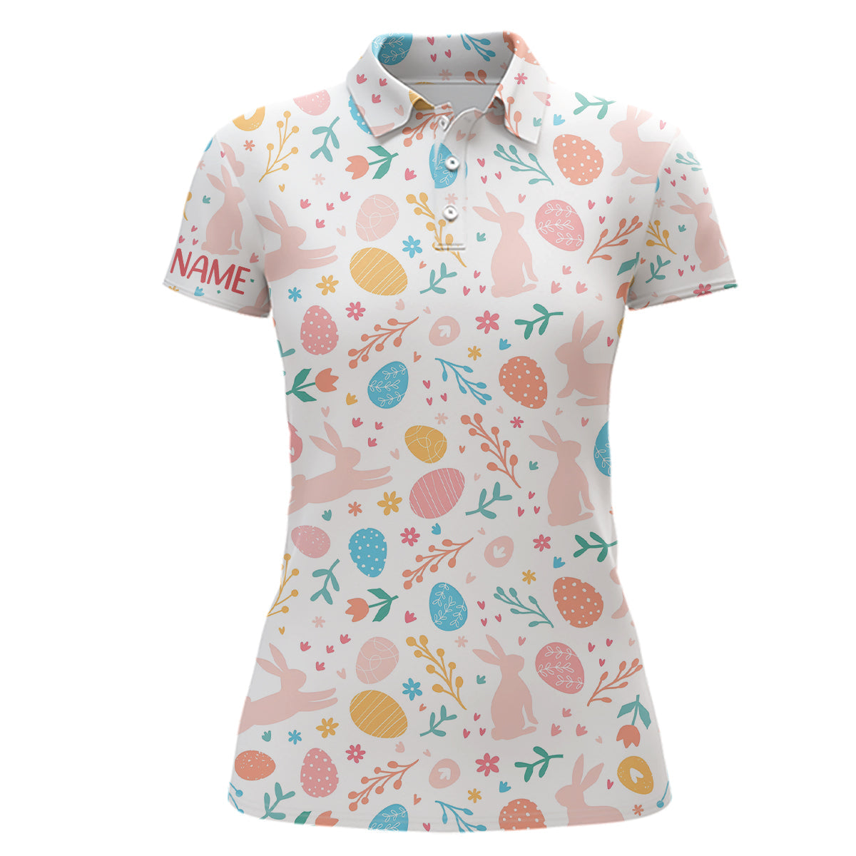 Lebendige Ostereier & Hase Damen Golf Polo-Shirt | Individuelles Oster Golfoberteil | Lustige Damen Golfbekleidung L1339