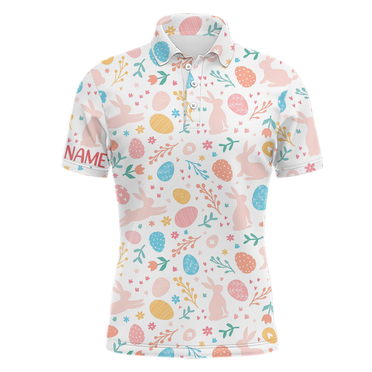 Frohe Ostern Herren Golf Polo mit bunten Eiern & Hasen | Individuelle Golfshirts für Ostern | Lustiges Golfgeschenk für Männer L1339