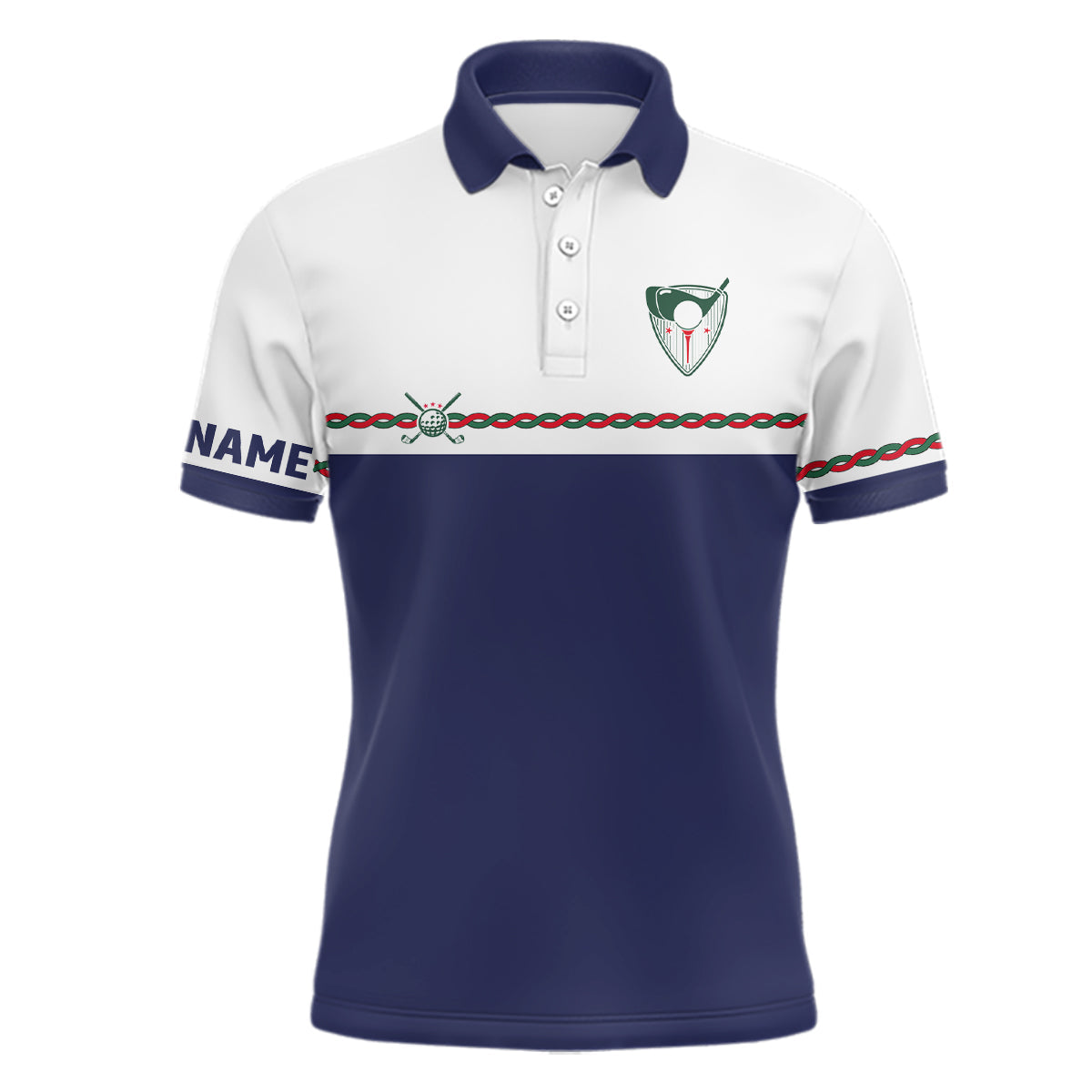 Herren Golf Polo-Shirt in Marineblau mit Individuellem Namen L0383