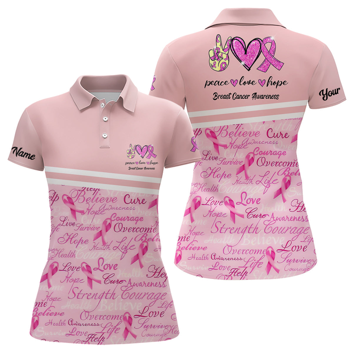 Damen Golf Polo Shirt in Pink für Brustkrebs-Bewusstsein – Stilvoll und Unterstützend L0389