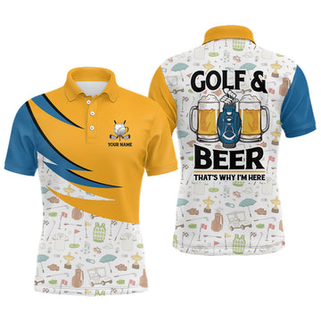 Golf & Bier: Das ist der Grund, warum ich hier bin - Stylisches Polo-Shirt für Männer mit Golf-Icons L0471