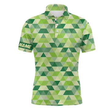 Stylisches Herren Golf-Polo mit geometrischem Design in Grün – Das perfekte Geschenk zu St. Patrick's Day L1415