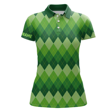 Elegantes grünes Argyle Golfpoloshirt für Damen – Personalisierte Patrick Golfshirts – Perfektes Geschenk für Golfspielerinnen L1416