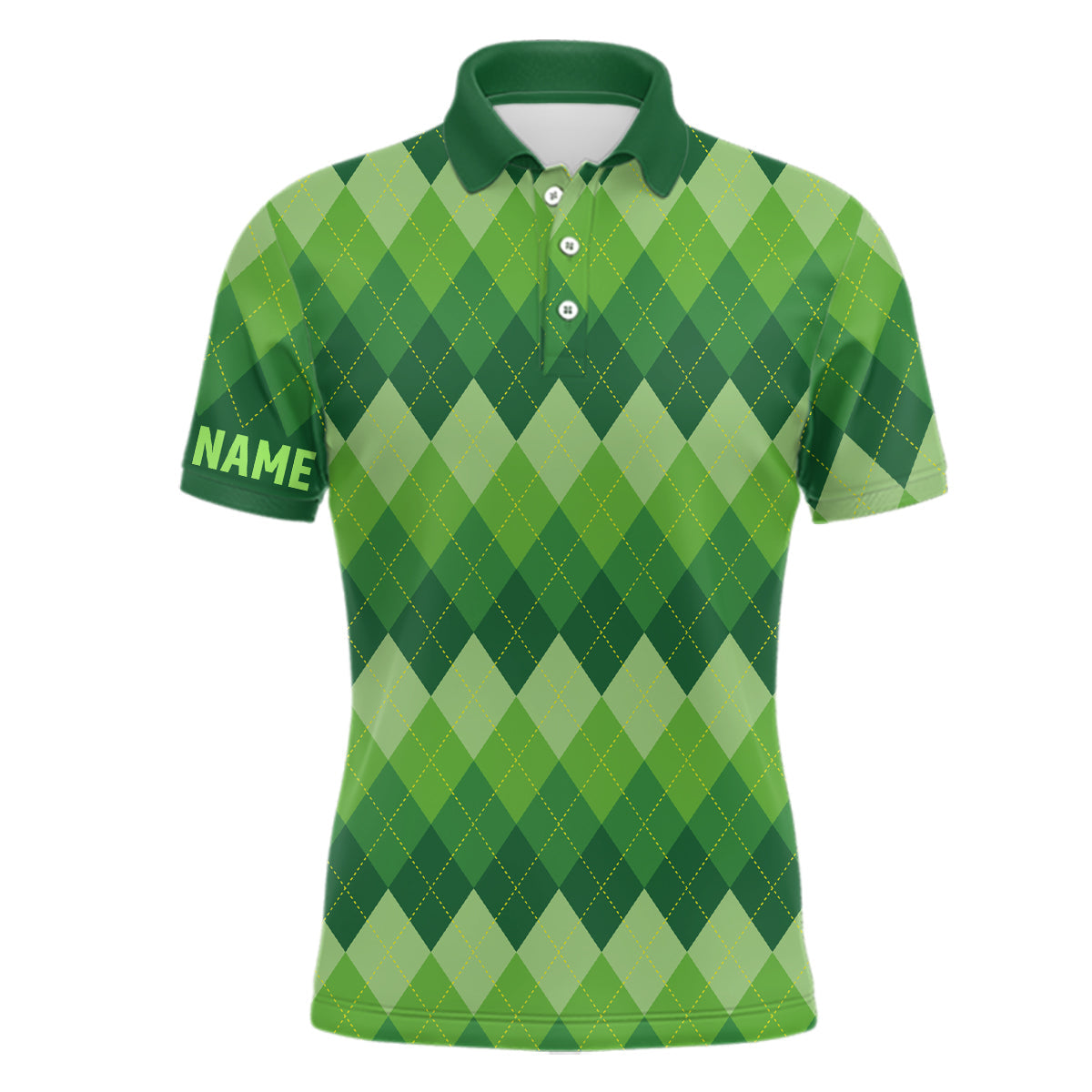 Herren Golf Polo-Shirt mit grünem Argyle-Muster – Individuelle Patrick Golf Shirts für Männer – Perfekte Golfgeschenke L1416