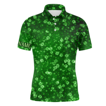 Grüne Grunge-Kleeblätter Poloshirt für Herren – Perfektes Golfgeschenk zum St. Patrick's Day L1417