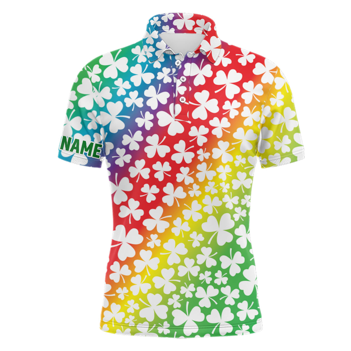 Modisches Herren Golf-Polo zur St. Patrick's Day Feier mit Regenbogen-Klee - Individuelle Golfbekleidung für Ihn - Perfektes Golfgeschenk L1418