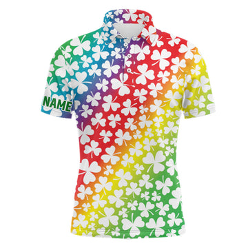 Modisches Herren Golf-Polo zur St. Patrick's Day Feier mit Regenbogen-Klee - Individuelle Golfbekleidung für Ihn - Perfektes Golfgeschenk L1418