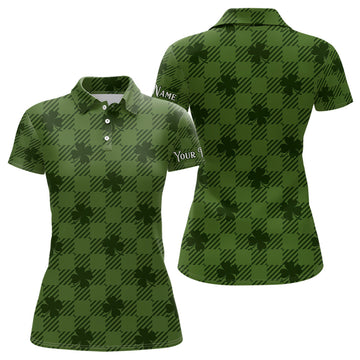 Elegante Golf-Polo-Shirts mit Kleeblatt-Muster für den St. Patrick's Day | Personalisierte Damen-Golfshirts L1262