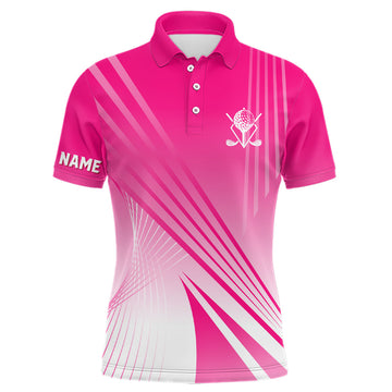 Personalisierte Herren Golf-Polo-Shirt in Pink-Weißer Farbverlauf - Perfektes Golfgeschenk für Ihn L1319