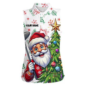 Lustige Weihnachtsmuster Damen Ärmellose Golf Poloshirts - Individuelle Golfgeschenke für Weihnachten T3058