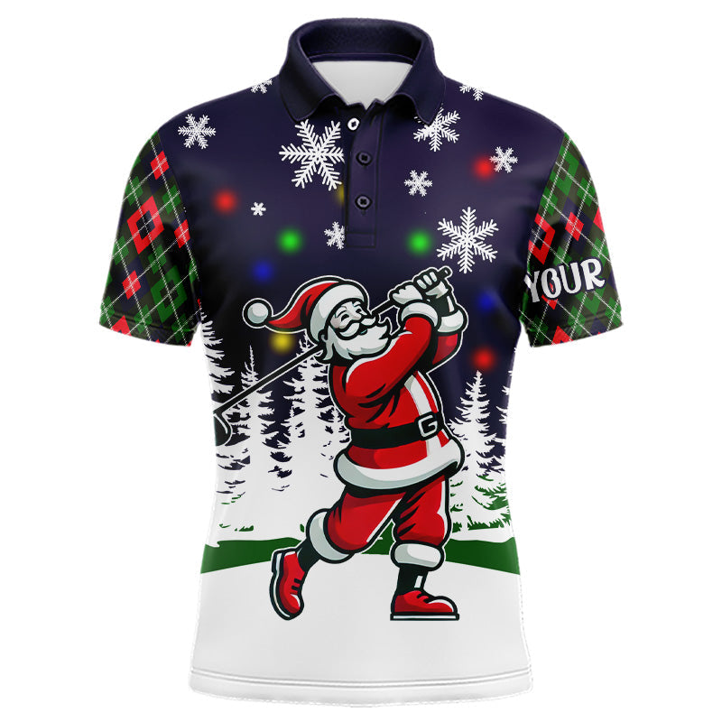 Lustige Weihnachtsmann Golf-Polo-Shirts mit Argyle-Muster – Individuelle Geschenke für Golfer zu Weihnachten T3065