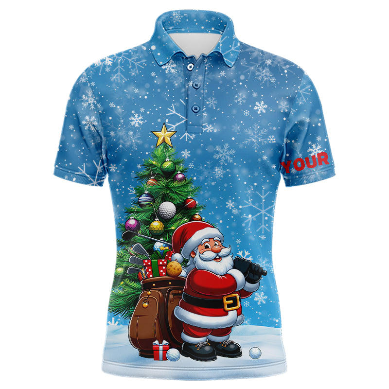 Lustige 3D Weihnachtsmann Golf Poloshirts für Männer mit Tannenbaum – Individuelle Weihnachtsgeschenke für Golfer T3066