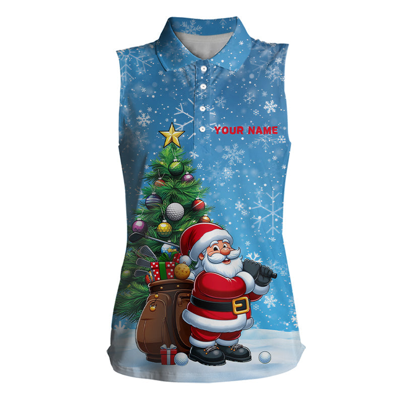 Lustige 3D Santa Weihnachts-Polo-Shirts für Frauen – Ärmelloses Design mit Tannenbaum-Motiv, perfekte Golf-Geschenke zu Weihnachten T3066