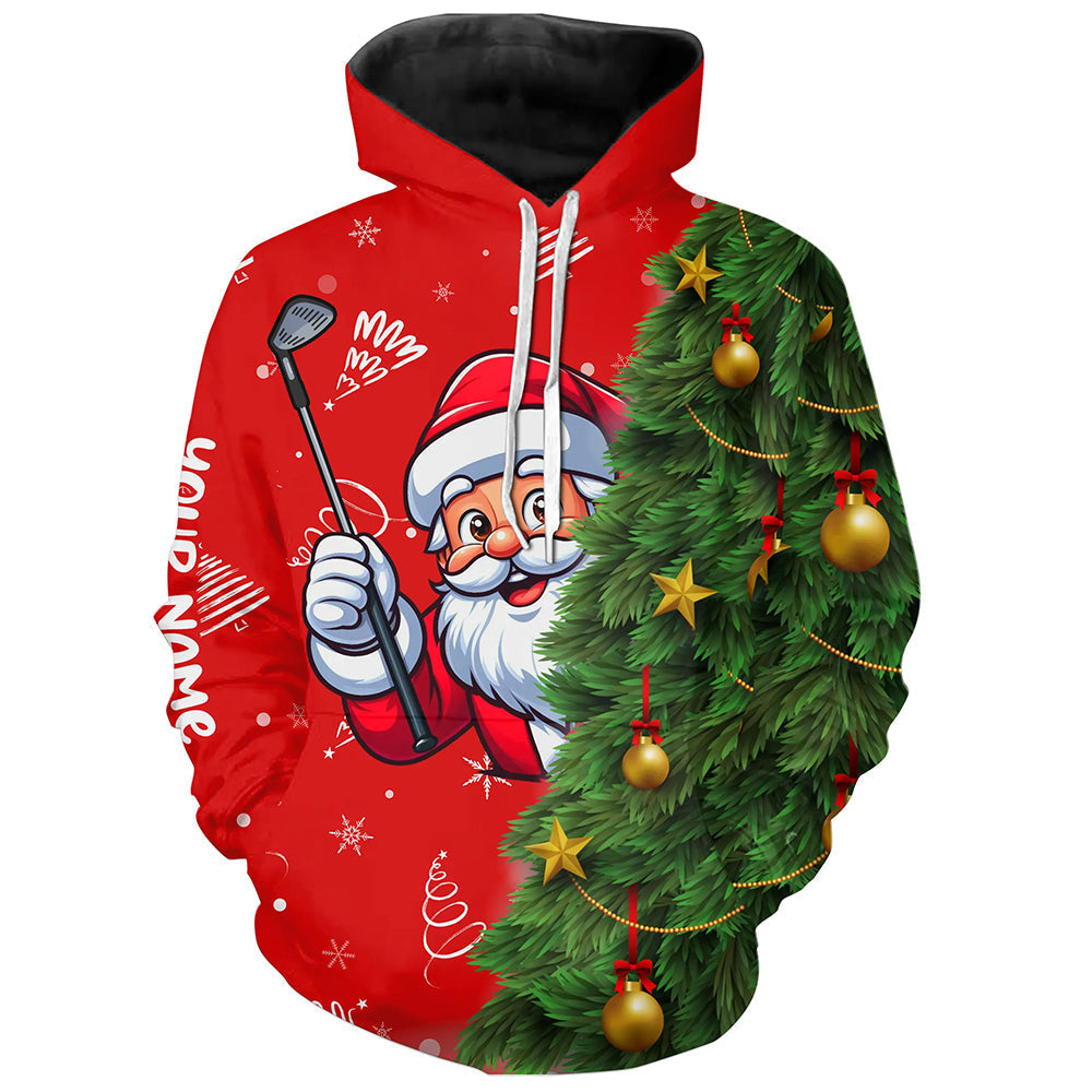 Lustiger Weihnachts-Santa-Golf-Hoodie in Rot und Grün – Individuelle Golfgeschenke für Weihnachten, die besten Golf-Hoodies T3039