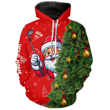 Lustiger Weihnachts-Santa-Golf-Hoodie in Rot und Grün – Individuelle Golfgeschenke für Weihnachten, die besten Golf-Hoodies T3039
