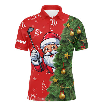 Lustige Weihnachts-Golfpoloshirts für Herren mit Santa-Motiv in Rot und Grün – Individuelle Golfgeschenke zu Weihnachten T3039