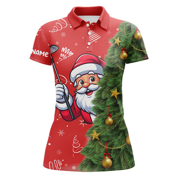Lustige Weihnachts-Santa Damen Golf Poloshirts in Rot und Grün – Individuelle Golfgeschenke für Weihnachten T3039