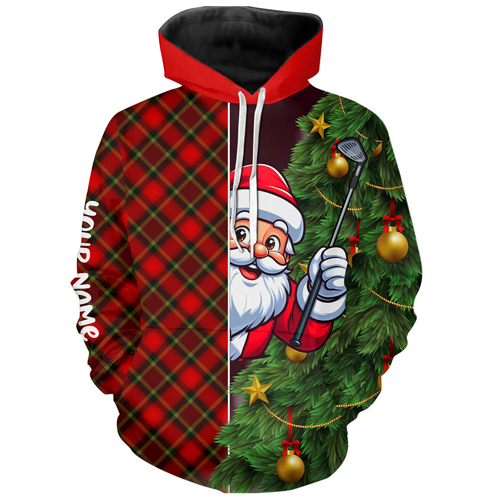 Lustiger Weihnachts-Santa Argyle-Muster Golf Hoodie – Individuelle Golfgeschenke für Weihnachten, der beste Golf Hoodie T3040