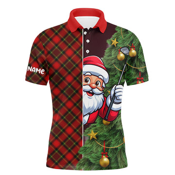 Lustiges Weihnachts-Polo-Shirt für Männer mit rotem Argyle-Muster – Perfekte Geschenke für Golfer zu Weihnachten T3040