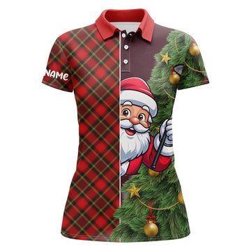 Lustiges Weihnachts-Polo-Shirt für Damen mit rotem Argyle-Muster – Das ideale Weihnachtsgeschenk für Golfspielerinnen T3040