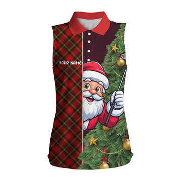 Lustiges Weihnachts-Polo für Damen mit rotem Argyle-Muster – Perfektes Geschenk für Golferinnen zu Weihnachten T3040