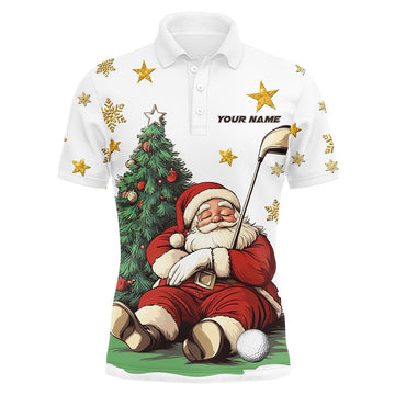 Lustiges Weihnachtsmann Polo-Shirt für Männer mit Tannenbaum-Motiv – Individuelle Golf-Geschenke für Weihnachten T3057