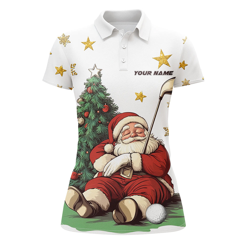 Lustiges Weihnachtsmann Polo-Shirt für Frauen mit Tannenbaum - Individuelles Golf-Top für die Feiertage T3057