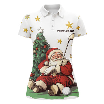 Lustiges Weihnachtsmann Polo-Shirt für Frauen mit Tannenbaum - Individuelles Golf-Top für die Feiertage T3057