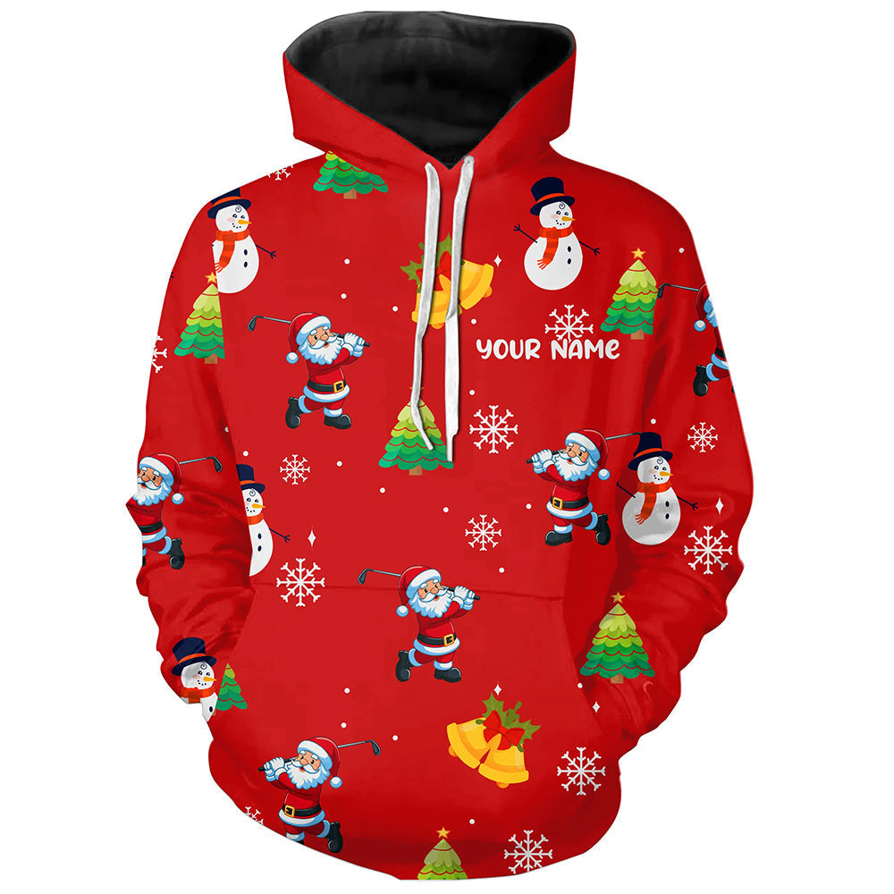 Lustiger Weihnachtsmann Hoodie mit rotem Weihnachtsmuster – Perfekte Golfgeschenke für die Feiertage T3068