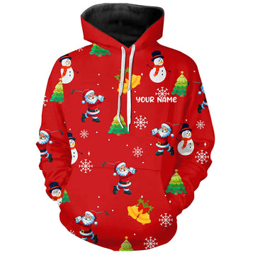 Lustiger Weihnachtsmann Hoodie mit rotem Weihnachtsmuster – Perfekte Golfgeschenke für die Feiertage T3068