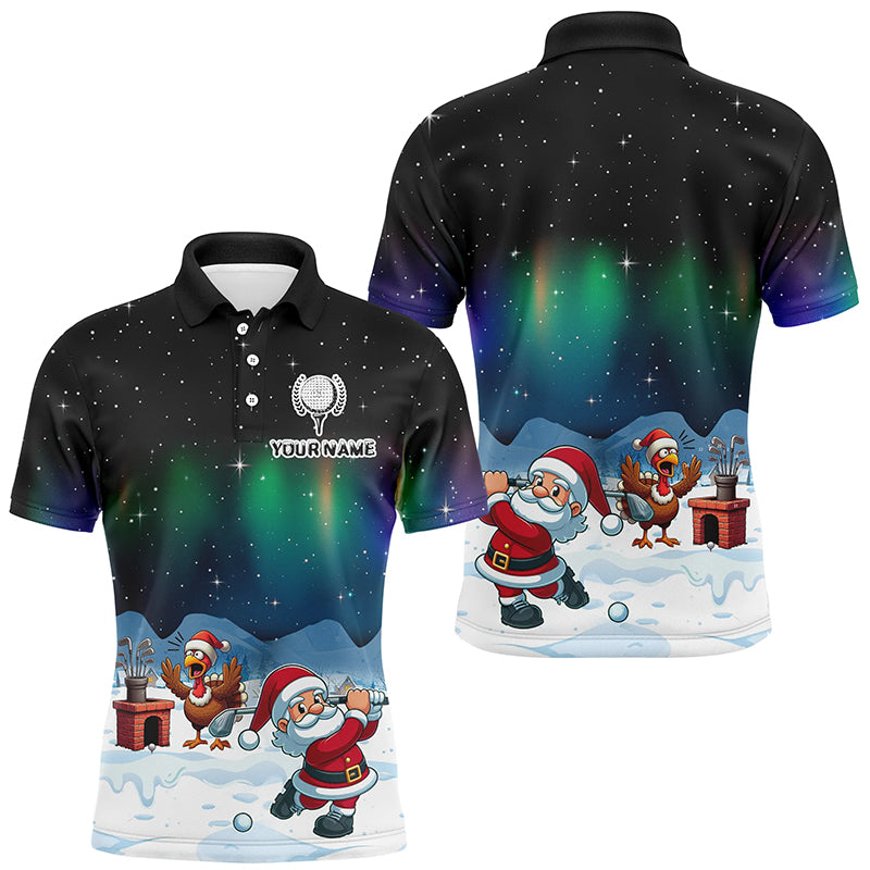 Witzige Golf-Polo-Shirts für Männer mit Truthahn und Weihnachtsmann – Perfekte Golf-Geschenke zu Weihnachten T3038