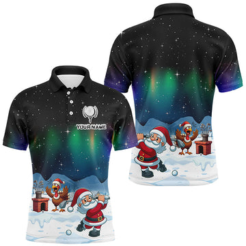 Witzige Golf-Polo-Shirts für Männer mit Truthahn und Weihnachtsmann – Perfekte Golf-Geschenke zu Weihnachten T3038